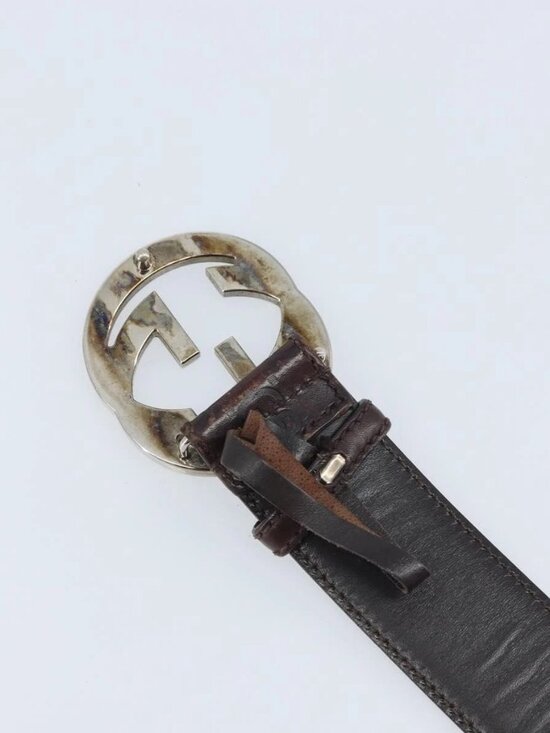 GUCCI GG Canvas Guccissima Belt Leather 45.3\